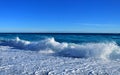 Beautiful blue sea wave. Cote d`azur, Mediterranean sea Royalty Free Stock Photo