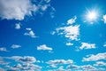 Beautiful Blue Sky With Air Clouds And Sun Rays Royalty Free Stock Photo