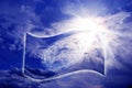 Beautiful blue sky with astrological horoscope, rays of light and clouds Royalty Free Stock Photo