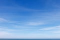 Beautiful blue sky with cirrus clouds over the sea. Skyline Royalty Free Stock Photo