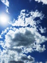 A beautiful blue sky covered with fluffy coulds Royalty Free Stock Photo