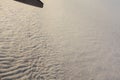 Blue sky with clouds under the wing of an airplane. Royalty Free Stock Photo