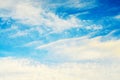 Beautiful blue sky with fluffy white clouds on a bright sunny day Royalty Free Stock Photo