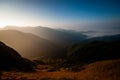 Beautiful blue sky and mountains in the mornings of summer. Royalty Free Stock Photo