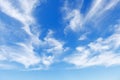 Beautiful blue sky over the sea with translucent, white, Cirrus clouds Royalty Free Stock Photo