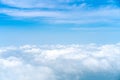 Beautiful Blue sky over white cloud view from airplane Royalty Free Stock Photo