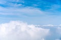 Beautiful Blue sky over white cloud view from airplane Royalty Free Stock Photo