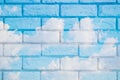 Beautiful blue sky overlay with brick wall for postcard background Royalty Free Stock Photo