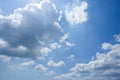 Beautiful blue sky with white clouds above the sea on a sunny summer day Royalty Free Stock Photo