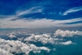 Beautiful blue sky and white clouds background. Sky atmosphere panorama. Heavenly bright daylights. Outdoor planet. Royalty Free Stock Photo