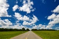 The beautiful blue sky and white clouds and road