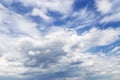 Blue sky with white cumulus fluffy clouds texture background Royalty Free Stock Photo