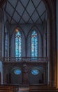 Beautiful, blue stained glass windows in Saint Stephan\'s Church in Mainz, Germany