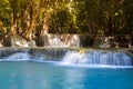 Beautiful blue stream water fall in deep forest Royalty Free Stock Photo