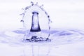 Beautiful blue water fountain double splash Royalty Free Stock Photo