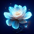 Beautiful blue water lily on a dark background. Vector illustration Generative AI Royalty Free Stock Photo