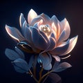 Beautiful blue water lily flower on dark background. Vector illustration generative AI Royalty Free Stock Photo