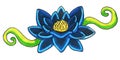 Beautiful blue water lily. An incredible lotus with petals. Royalty Free Stock Photo