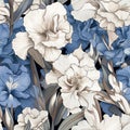 Beautiful Blue And White Flowers On Black Background Royalty Free Stock Photo