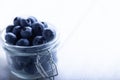 Beautiful blueberries in a glass jar