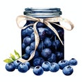 beautiful blueberry jam jar clipart illustration