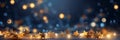 Beautiful blur celebration glow, festive new year gold decoration, ai generative