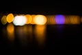 Beautiful blurred city lights with bokeh effect reflected on water background Royalty Free Stock Photo