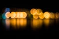 Beautiful blurred city lights with bokeh effect reflected on water background Royalty Free Stock Photo