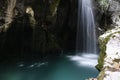 Beautiful blurred image of Soca river waterfall