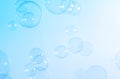 Beautiful Blurred Transparent Blue Soap Bubbles. Abstract Background. Soap Suds Bubbles Water Royalty Free Stock Photo
