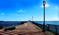 Beautiful boardwalk into ocean, Staten Island New York 