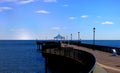 Beautiful boardwalk into ocean, Staten Island New York