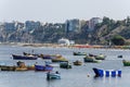 Beautiful boats in the beach Pescadores en Chorrillos , Lima- Peru.