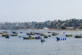 Beautiful boats in the beach Pescadores en Chorrillos , Lima- Peru.