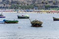 Beautiful boats in the beach Pescadores en Chorrillos , Lima- Peru.