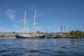 Beautiful boats Big Sailing boat in Stockholm, Sweden. Summer seascape with ships, sunny day