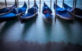 Beautiful boats parked by the water captured in Saint Marks Square, Venice, Italy Royalty Free Stock Photo