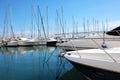 Beautiful Boats And Yachts Aligned in a Marina At Sunset Royalty Free Stock Photo