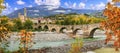 Landmarks of Italy . Bobbio - beautiful ancient town with impressive roman bridge, Emilia Romagna