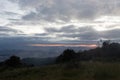 Beautiful bogota city sunset landscape viewed from a mountain forest