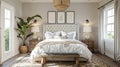 Modern Boho Bedroom Interior Design: A Fusion of Chic and Contemporary Elements Royalty Free Stock Photo