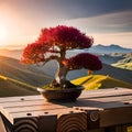 Beautiful bonsai plant in a pot - ai generated image