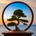 Beautiful bonsai plant in a pot - ai generated image