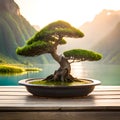 Beautiful bonsai plant in a pot - ai generated image