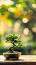 A beautiful bonsai tree with blurred nature background