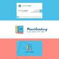 Beautiful Book and pencil Logo and business card. vertical Design Vector
