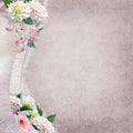 Beautiful border with flowers and lace on a vintage background Royalty Free Stock Photo