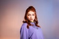 Bored redhead teen girl in bad Royalty Free Stock Photo