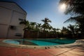 Beautiful Bottom View Large Clear Pool among Green Palm Trees