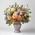 Beautiful bouquet of blooming flowers in a vintage vase isolated on white background, country style home decor and interior design Royalty Free Stock Photo